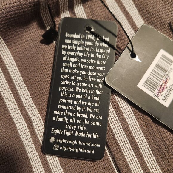 Eighty Eight Brand Short Sleeve Button Up Shirt Brown White Striped Mens XL NEW - Picture 8 of 11